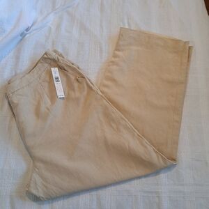 Kate Hill woman's size 18 silk blend lined light tan pants, NWT
